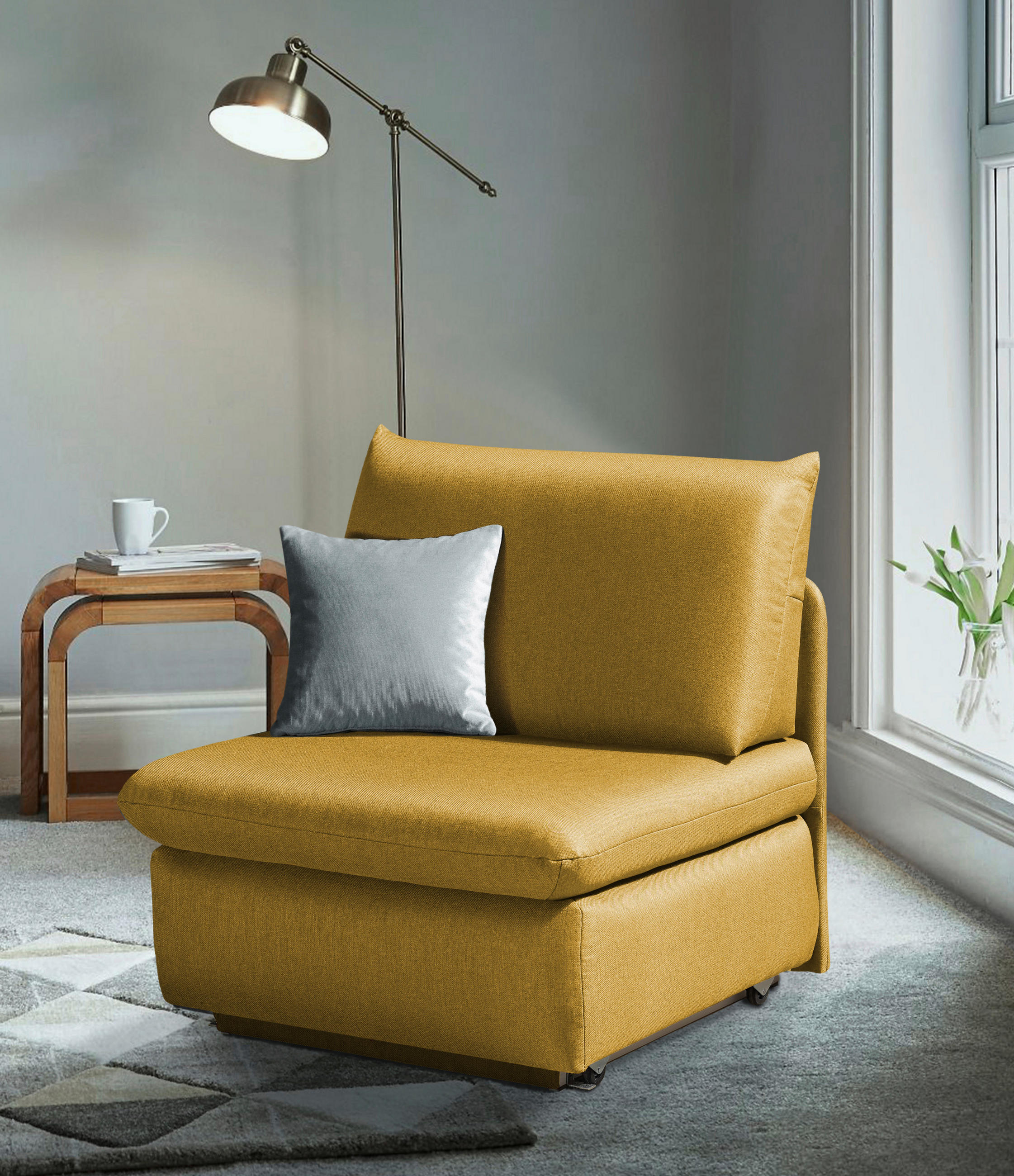 SCHLAFSESSEL Flachgewebe Currygelb  - Currygelb, Design, Textil (90/89/83cm) - Novel
