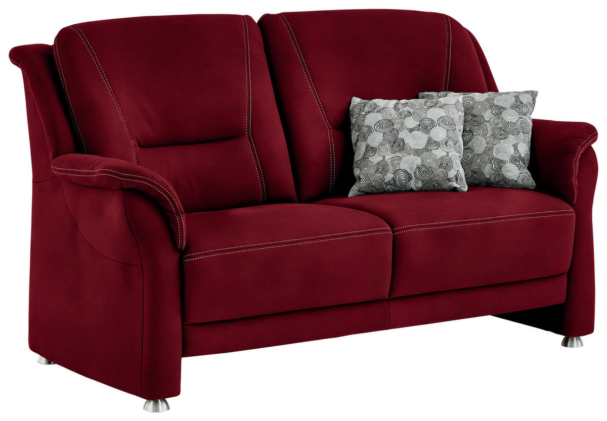 2,5-SITZER  in Mikrofaser Hellrot  - Hellrot/Beige, KONVENTIONELL, Textil/Metall (172/100/89cm) - Beldomo Comfort