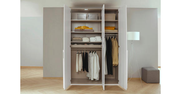 DREHTÜRENSCHRANK 151/235/60 cm 3-türig Grau, Weiß - Weiß/Grau, Trend, Glas/Holzwerkstoff (151/235/60cm) - Novel