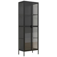 VITRINE in Schwarz  - Transparent/Schwarz, Design, Glas/Metall (60/180/35cm) - MID.YOU