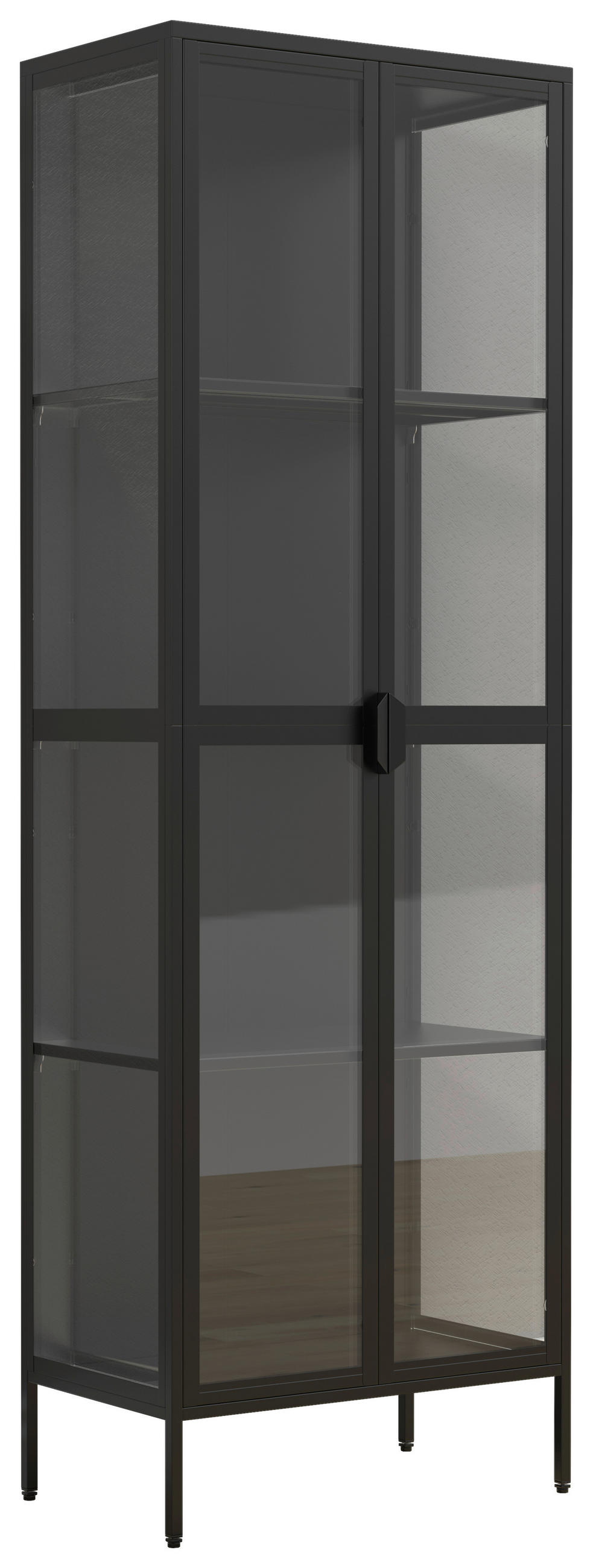 VITRINE in Schwarz  - Transparent/Schwarz, Design, Glas/Metall (60/180/35cm) - MID.YOU