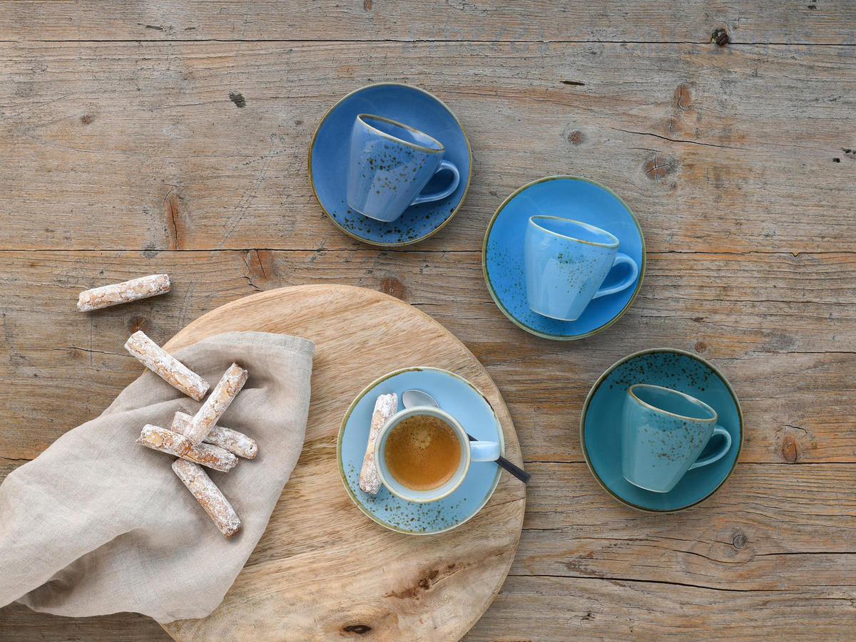 SET MED KOPPAR Nature Collection Aqua 8 delar  - blå/guldfärgad, keramik (19/19/22cm) - Creatable