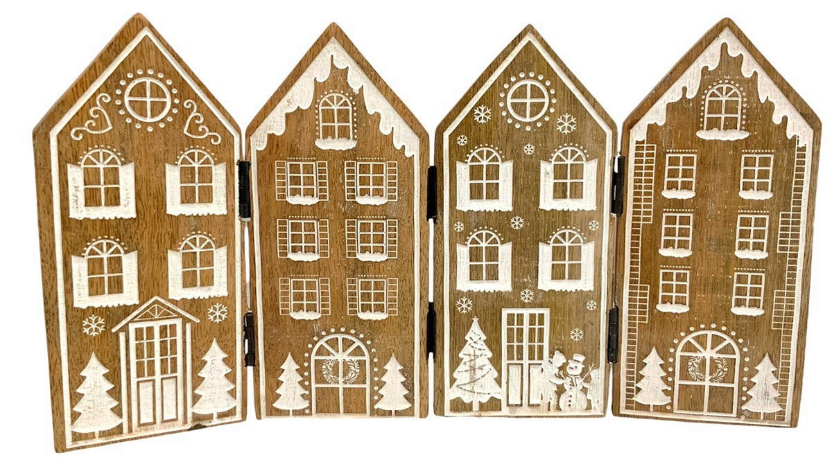 DEKOHÄUSCHEN  - Braun/Weiß, LIFESTYLE, Holz (14/2,5/25cm) - X-Mas