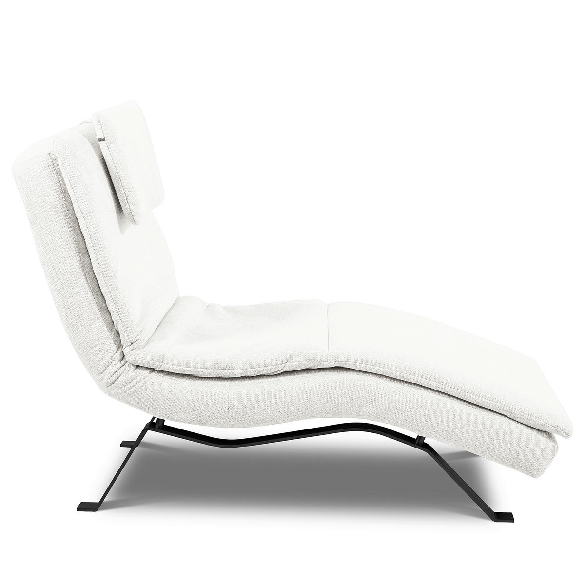 RELAXLIEGE in Echtleder Creme  - Creme/Schwarz, Design, Leder/Metall (65/95/171cm) - Celina Home