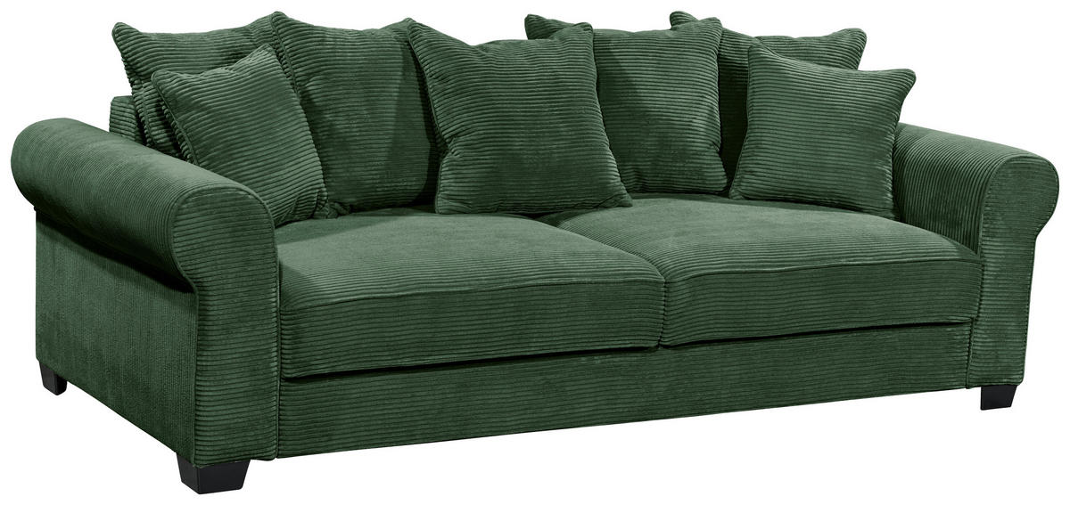 SCHLAFSOFA Cord Dunkelgrün  - Dunkelgrün/Schwarz, KONVENTIONELL, Kunststoff/Textil (247/95/125cm) - Hom`in