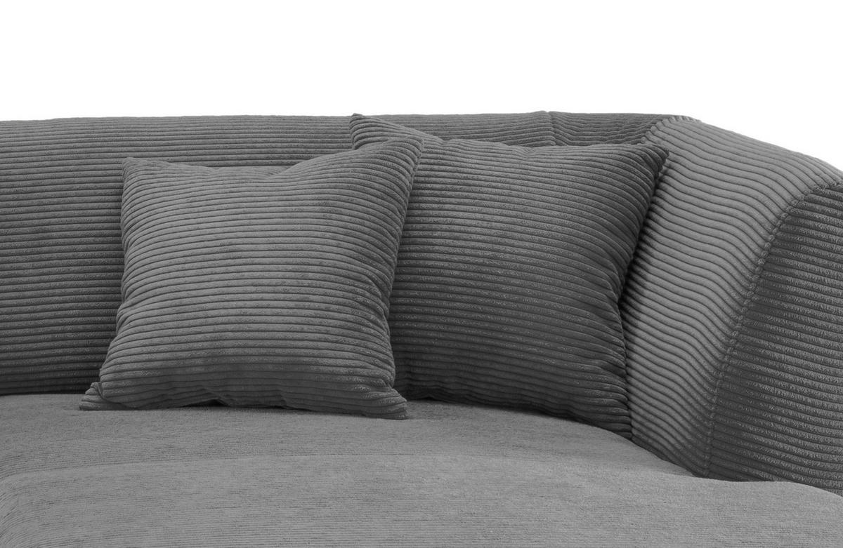 ECKSOFA Grau Cord  - Schwarz/Grau, MODERN, Holz/Textil (264/160cm) - MID.YOU