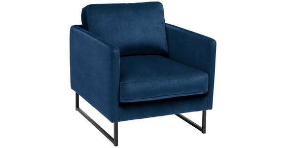 SESSEL in Samt Dunkelblau - Schwarz/Dunkelblau, Design, Textil/Metall (72/78/84cm) - Carryhome