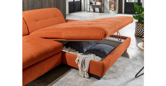 ECKSOFA  in Mikrofaser Orange  290/198 cm  - Schwarz/Orange, Design, Textil/Metall (290/198cm) - Xora