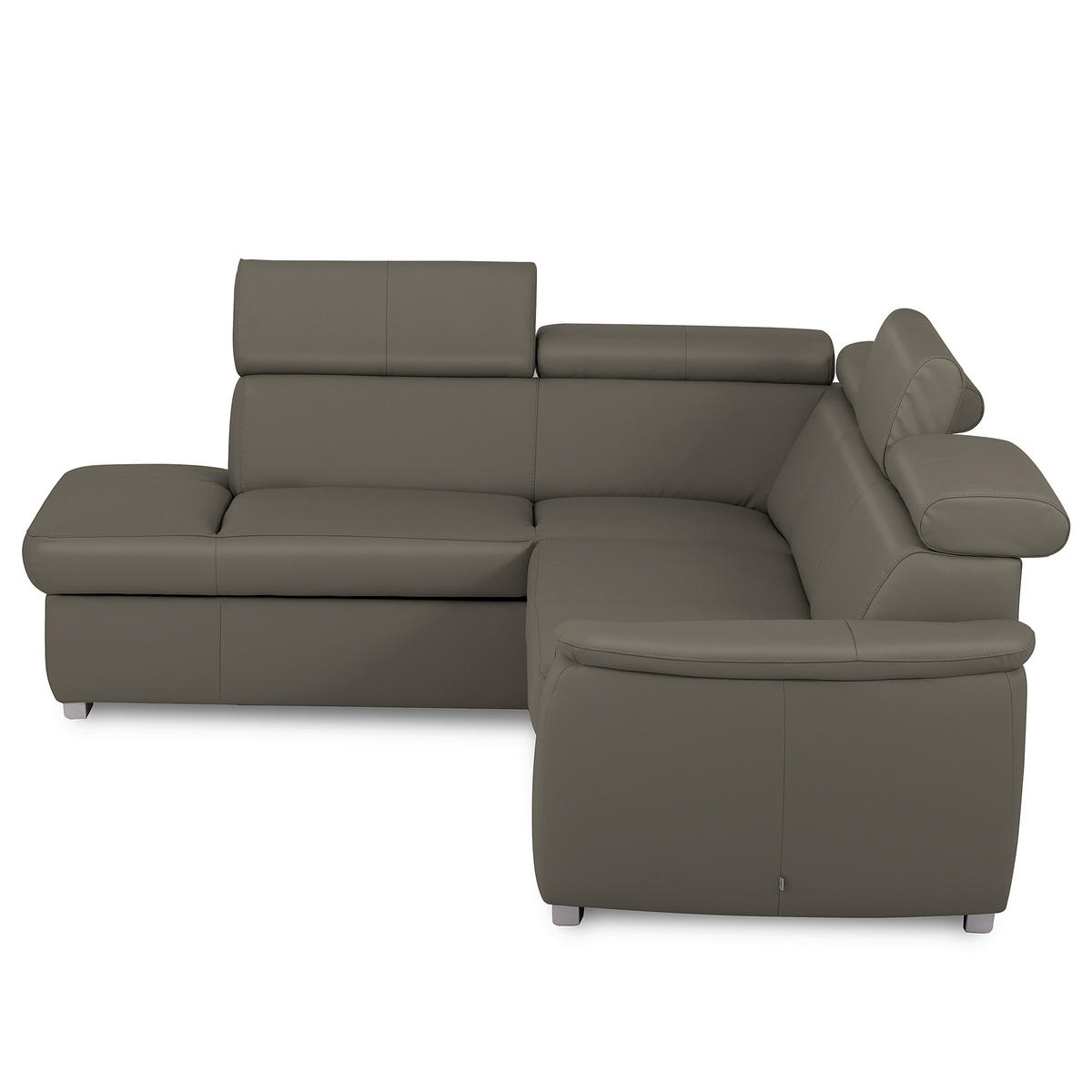 WOHNLANDSCHAFT  in Kombination Echtleder/Lederlook Schlammfarben  - Schlammfarben, Leder/Metall (211/262cm) - Celina Home