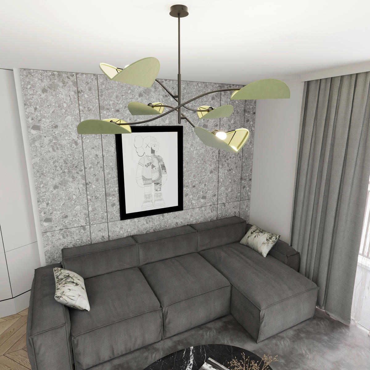 DECKENLEUCHTE 105/105/59 cm  - Smaragdgrün/Schwarz, LIFESTYLE, Textil/Metall (105/105/59cm)