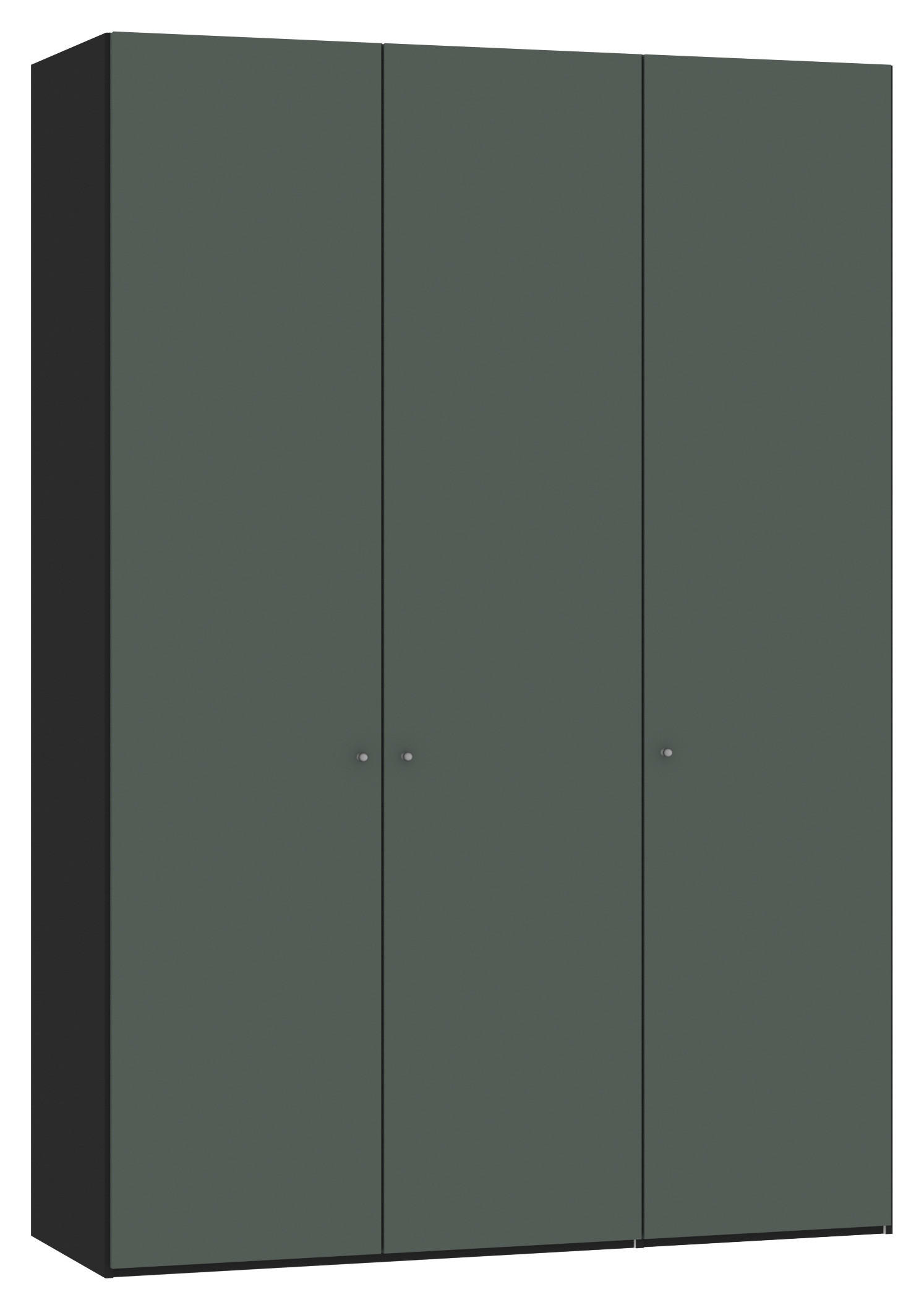 DREHTÜRENSCHRANK 152/220/59 cm,  in Grau, Grün, Schwarz, 3-türig  - Silberfarben/Schwarz, Design, Glas/Holzwerkstoff (152/220/59cm) - Jutzler