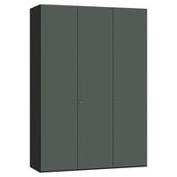 DREHTÜRENSCHRANK 152/220/59 cm,  in Grau, Grün, Schwarz, 3-türig  - Silberfarben/Schwarz, Design, Glas/Holzwerkstoff (152/220/59cm) - Jutzler