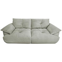 BIGSOFA Webstoff Hellgrau  - Hellgrau/Schwarz, KONVENTIONELL, Kunststoff/Textil (243/90,5/130cm) - Ambia Home