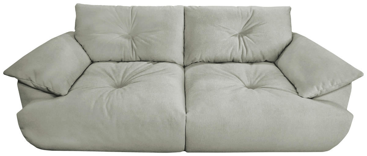 BIGSOFA Webstoff Hellgrau  - Hellgrau/Schwarz, KONVENTIONELL, Kunststoff/Textil (243/90,5/130cm) - Ambia Home