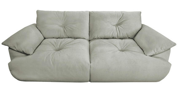 BIGSOFA Webstoff Hellgrau  - Hellgrau/Schwarz, KONVENTIONELL, Kunststoff/Textil (243/90,5/130cm) - Ambia Home
