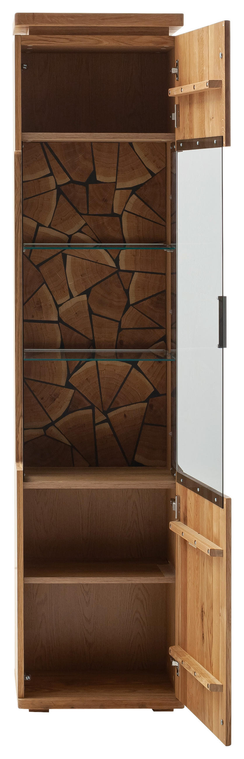 VITRINE Grau, Eichefarben  50/204/37 cm  - Eichefarben/Anthrazit, Natur, Glas/Holz (50/204/37cm) - Linea Natura