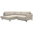 ECKSOFA in Flachgewebe, Leinenoptik Beige  - Beige/Schwarz, Design, Textil/Metall (208/247cm) - Xora