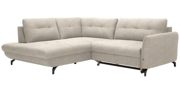 ECKSOFA in Flachgewebe, Leinenoptik Beige 208/247 cm - Beige/Schwarz, Design, Textil/Metall (208/247cm) - Xora