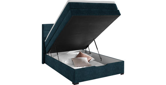 BOXSPRINGBETT 140/200 cm in Dunkelblau - Wengefarben/Dunkelblau, KONVENTIONELL, Textil (140/200cm) - Carryhome