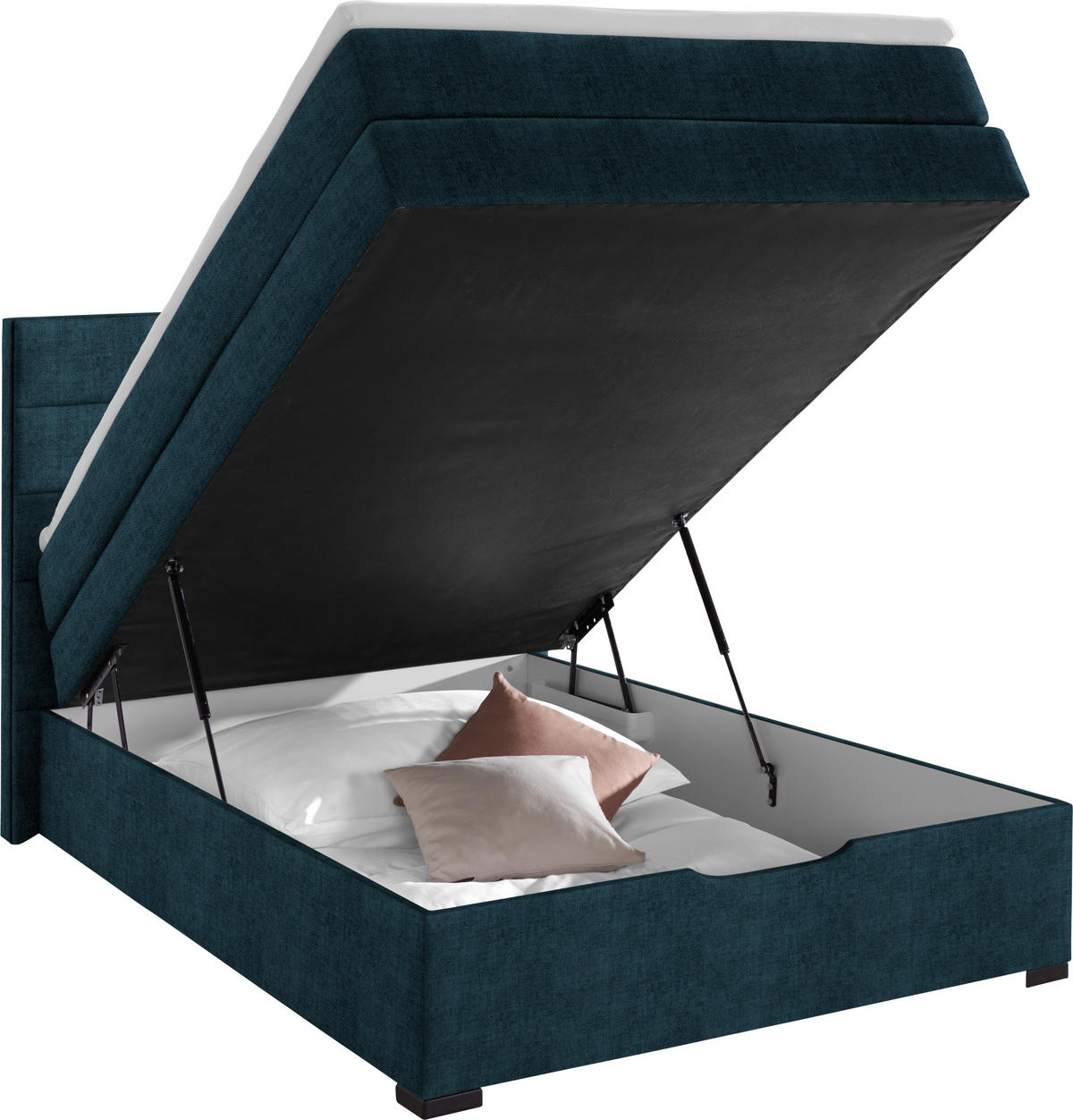 BOXSPRINGBETT 140/200 cm  in Dunkelblau  - Wengefarben/Dunkelblau, Konventionell, Textil (140/200cm) - Carryhome