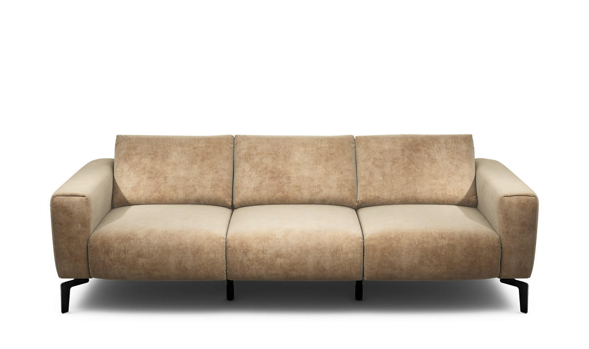 3-SITZER-SOFA Samt Sandfarben  - Sandfarben/Schwarz, Design, Textil/Metall (250/86/86-94cm) - SENSOO