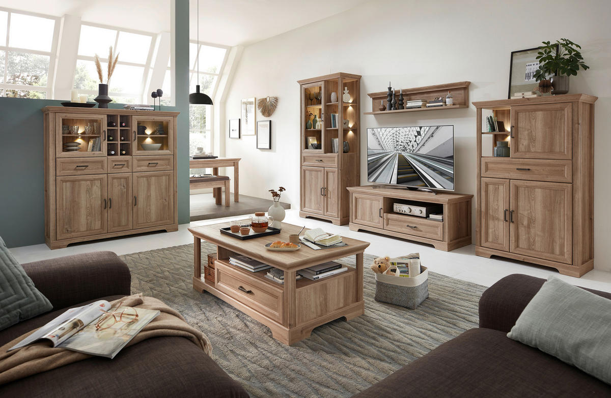 VITRINE in Eichefarben  - Eichefarben, Design, Holzwerkstoff/Metall (93/204/42cm) - MID.YOU