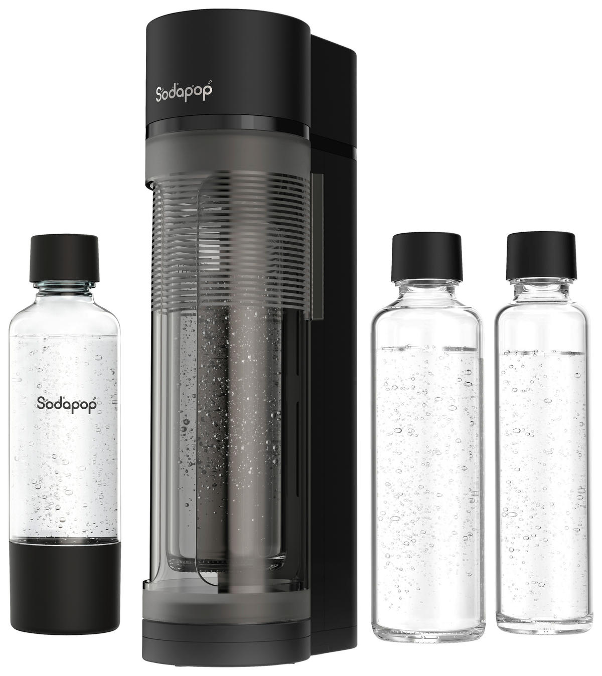 WASSERSPRUDLER Logan  - Schwarz Hochglanz, Basics, Glas/Kunststoff (11.2/42.6/18.8cm) - Sodapop