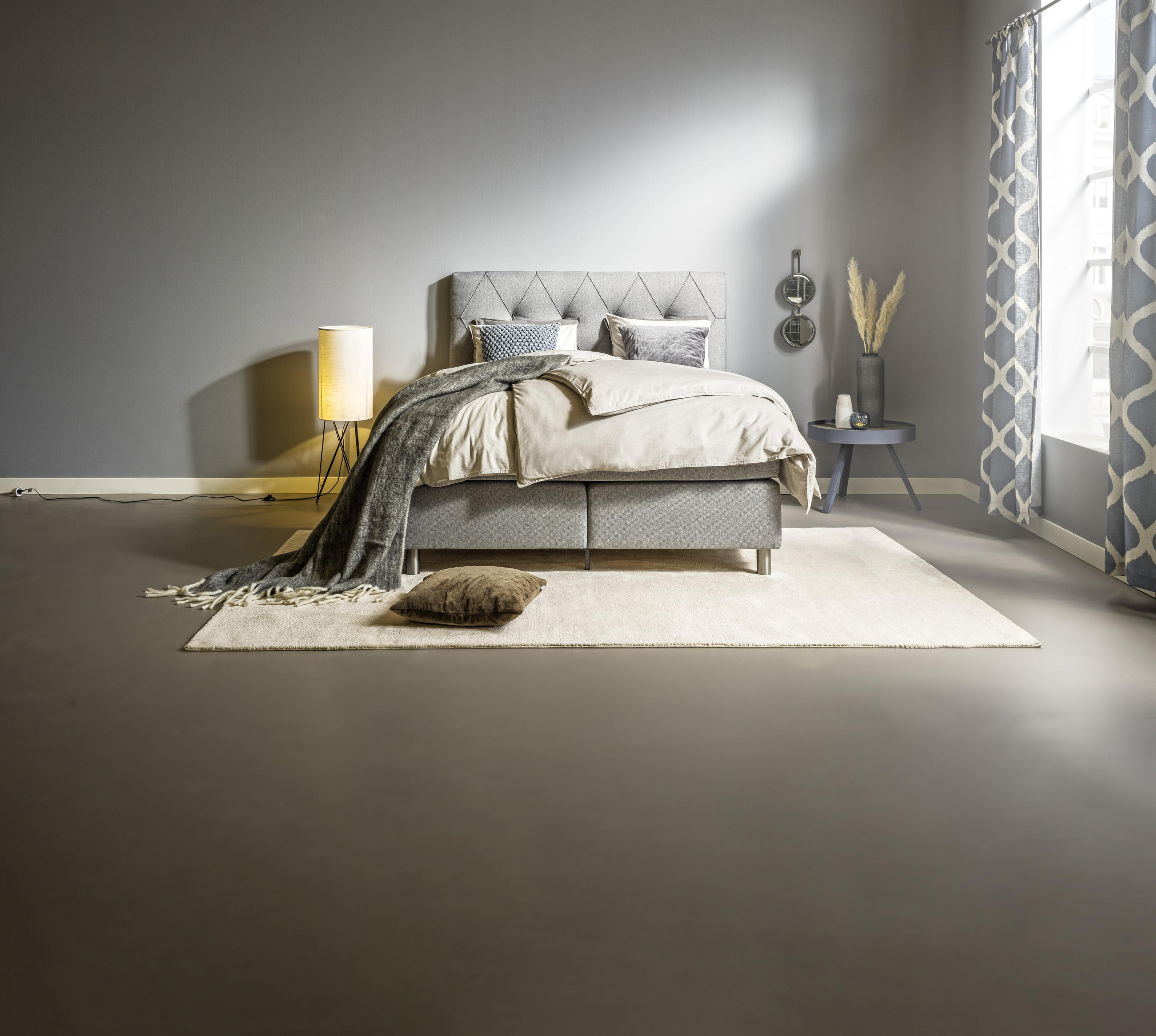 KONTINENTALSÄNG 160/200 cm i grå - alufärgad/grå, Design, metall/träbaserade material (160/200cm) - Elegando