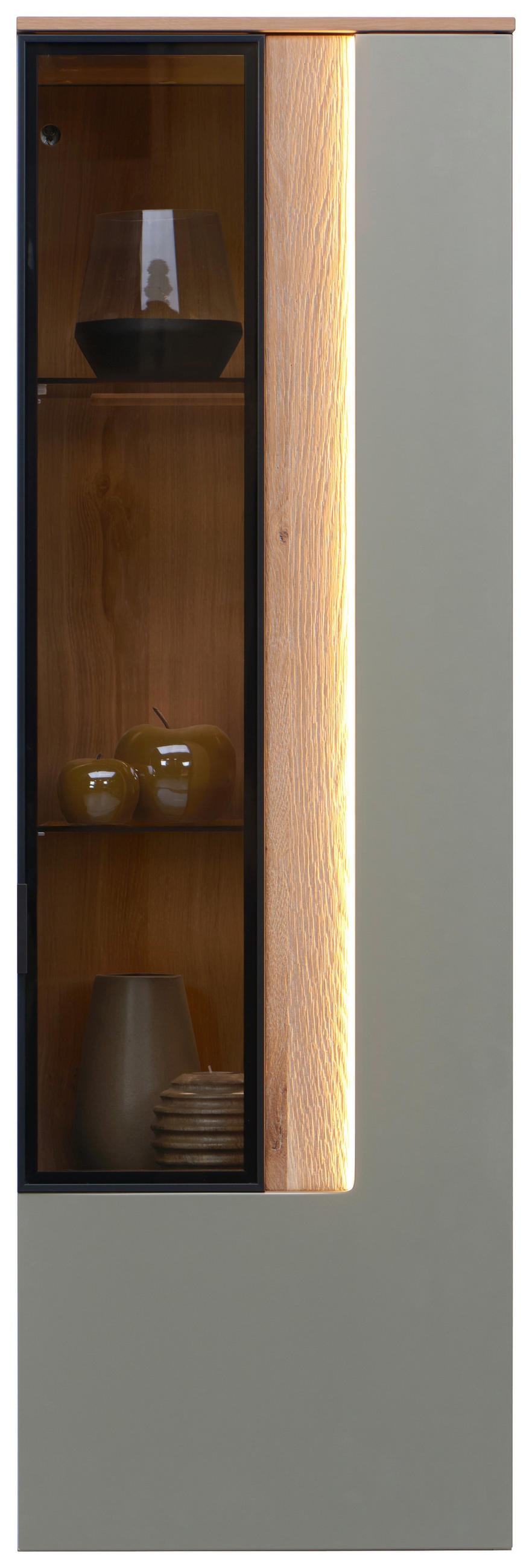 VISEČA VITRINA, furnirano antracit, barve hrasta - barve hrasta/antracit, Moderno, steklo/leseni material (45,6/139,4/36cm) - Dieter Knoll