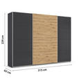 SCHWEBETÜRENSCHRANK  in Grau, Eiche Artisan  - Alufarben/Eiche Artisan, KONVENTIONELL, Holzwerkstoff/Metall (315/229/62cm) - Xora