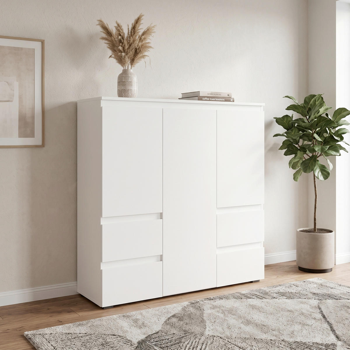 HIGHBOARD  116/131/40 cm 4 Schublade(n)  - Anthrazit/Weiß, Design, Holzwerkstoff/Kunststoff (116/131/40cm) - MID.YOU