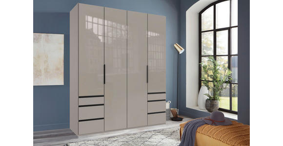 DREHTÜRENSCHRANK in Sahara - Schwarz/Sahara, KONVENTIONELL, Glas/Holzwerkstoff (200/236/58cm) - Hom`in