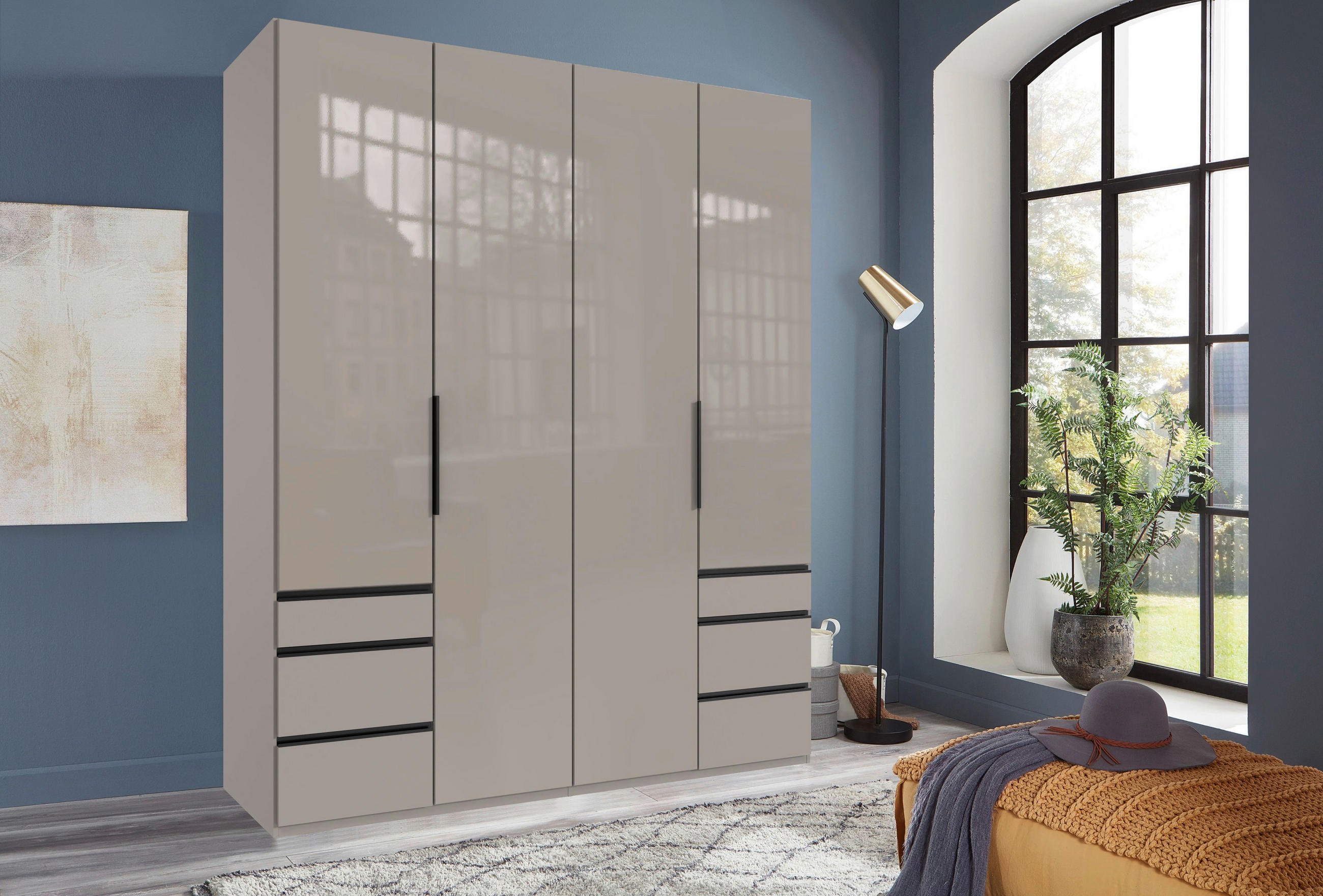DREHTÜRENSCHRANK in Sahara  - Schwarz/Sahara, Konventionell, Glas/Holzwerkstoff (200/236/58cm) - Hom`in