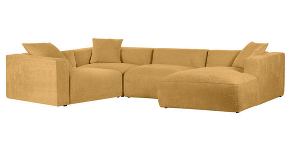 WOHNLANDSCHAFT  in Chenille Senfgelb  - Senfgelb/Schwarz, MODERN, Kunststoff/Textil (225/356/178cm) - Carryhome