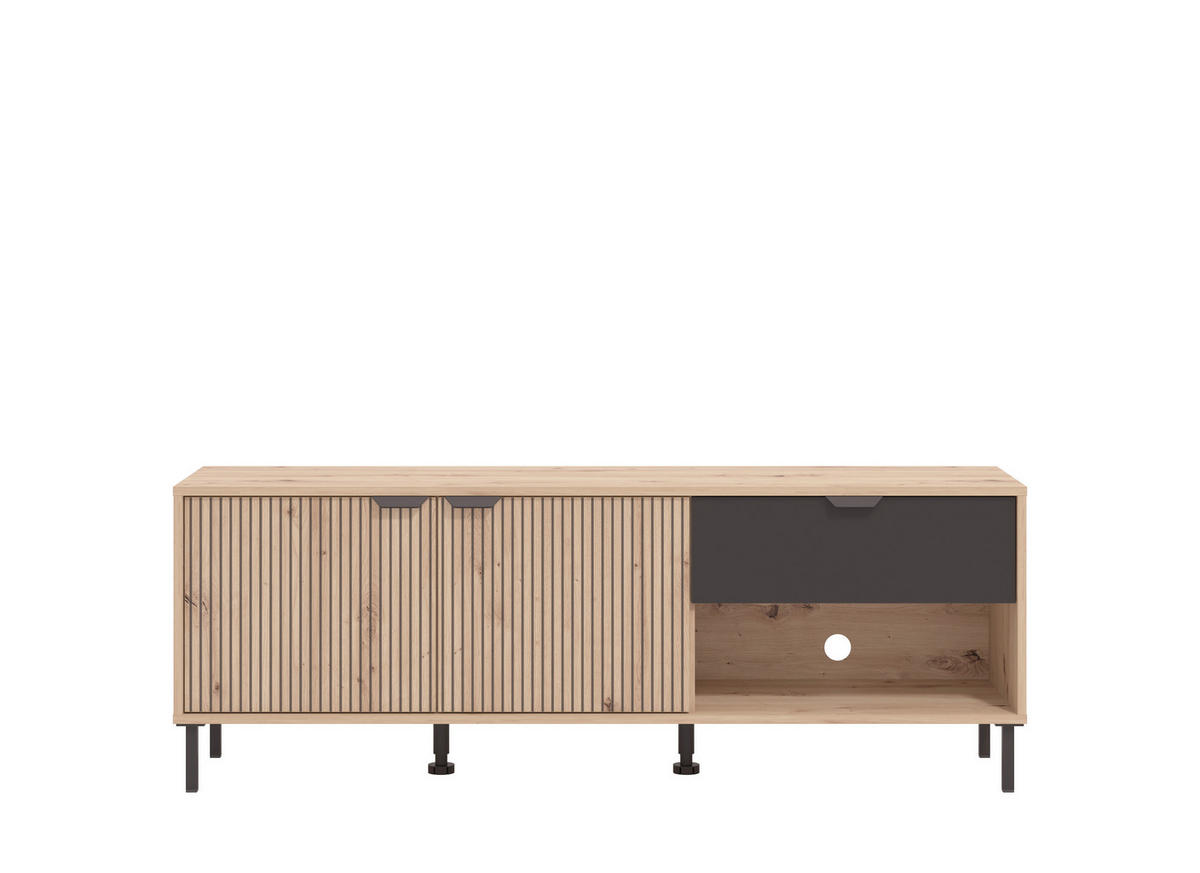 TV-ÁLLVÁNY fekete, Artisan tölgy  - fekete/Artisan tölgy, Basics, faalapú anyag (150,5/40/54,5cm) - Xora