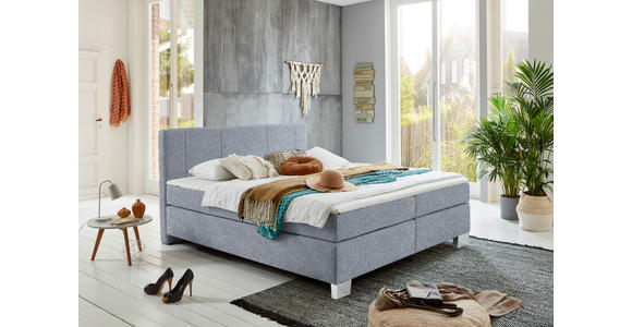 BOXSPRINGBETT 200/200 cm  in Grau  - Chromfarben/Grau, KONVENTIONELL, Kunststoff/Textil (200/200cm) - Hom`in