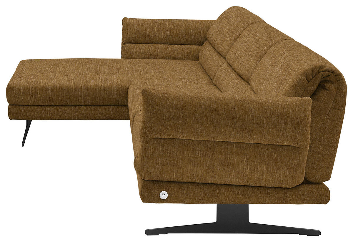 ECKSOFA in Flachgewebe Goldfarben  - Goldfarben/Schwarz, Design, Textil/Metall (176-217/279-327cm) - Dieter Knoll