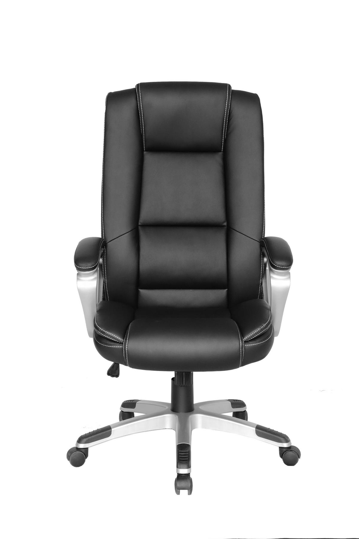DREHSTUHL  in Lederlook Schwarz  - Schwarz/Silbereichenfarben, MODERN, Kunststoff/Textil (63/126/71cm) - MID.YOU