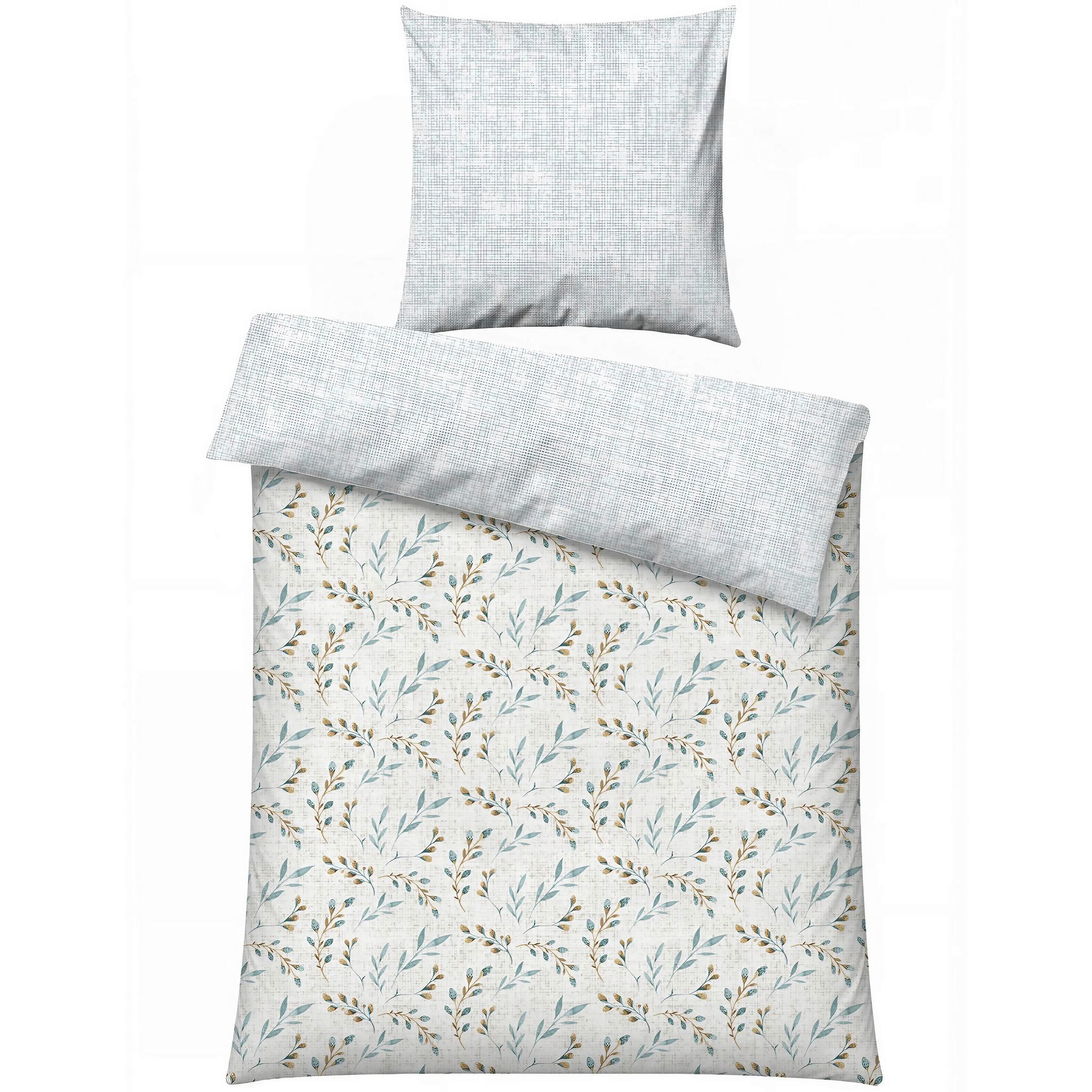 BETTWÄSCHE 135/200 cm  - Weiß/Mintgrün, Basics, Textil (135/200cm)