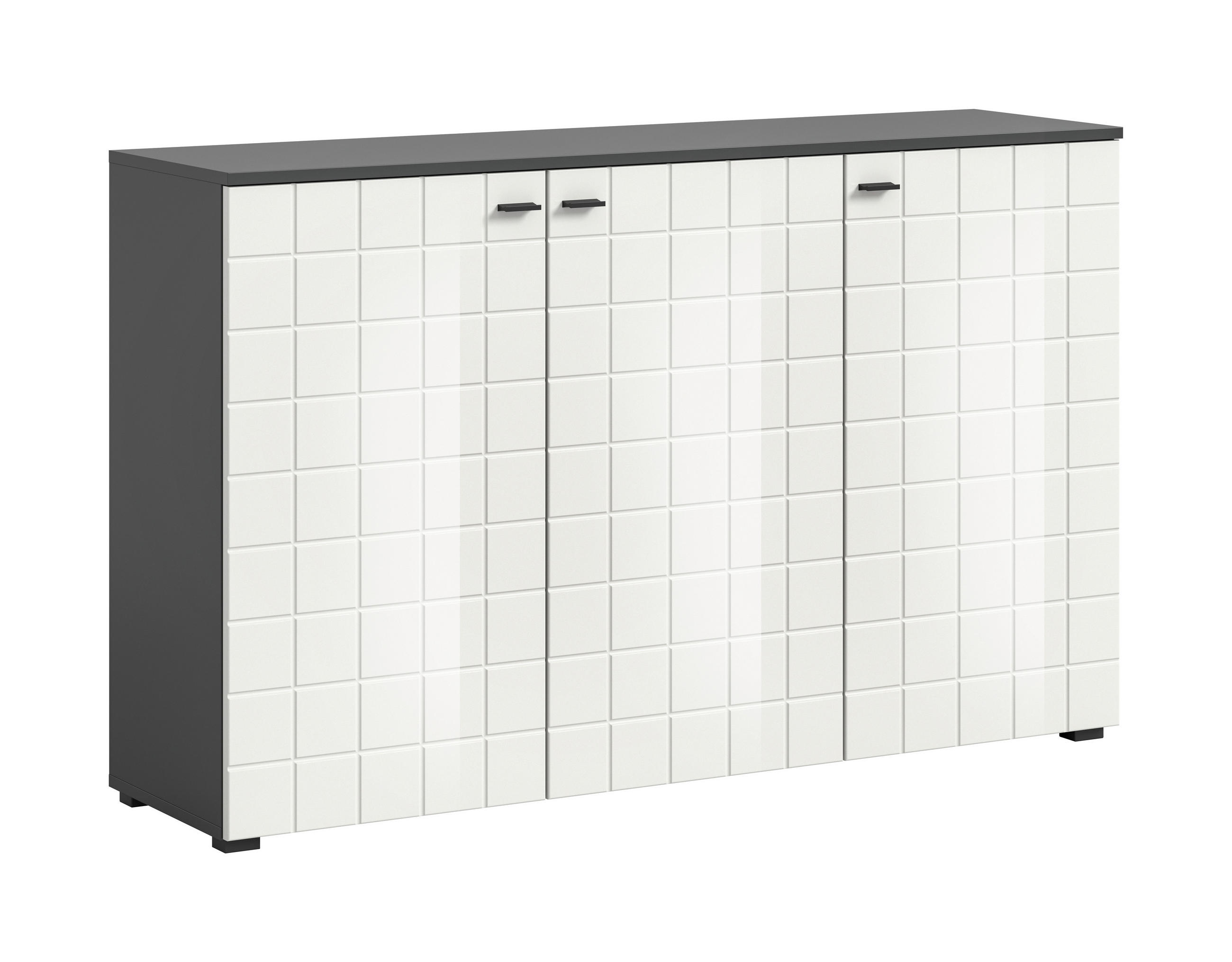 SIDEBOARD 138/87/37 cm  in Weiss Hochglanz  - Weiss Hochglanz/Schwarz, Design, Holzwerkstoff/Kunststoff (138/87/37cm) - MID.YOU