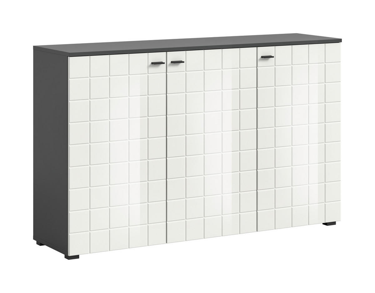 SIDEBOARD 138/87/37 cm  - vit högglans/svart, Design, trämaterial/plast (138/87/37cm) - MID.YOU