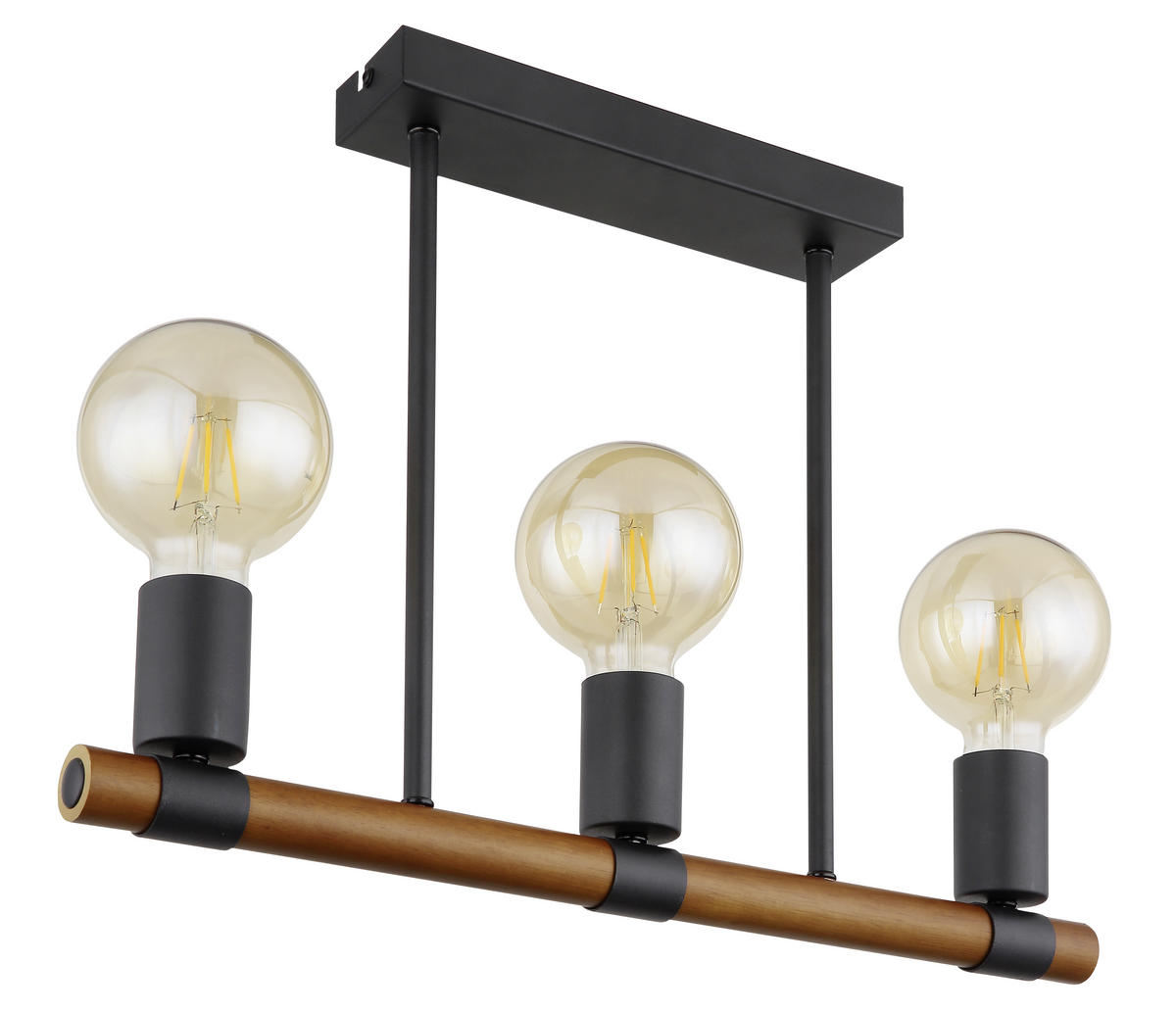 DECKENLEUCHTE 49/6/35 cm   - Schwarz/Braun, Basics, Holz/Metall (49/6/35cm) - Globo