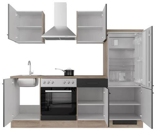 KUCHYŇSKÁ LINKA CAPRI 220 - černá/barvy dubu, Moderní, kov/kompozitní dřevo (220cm) - FlexWell