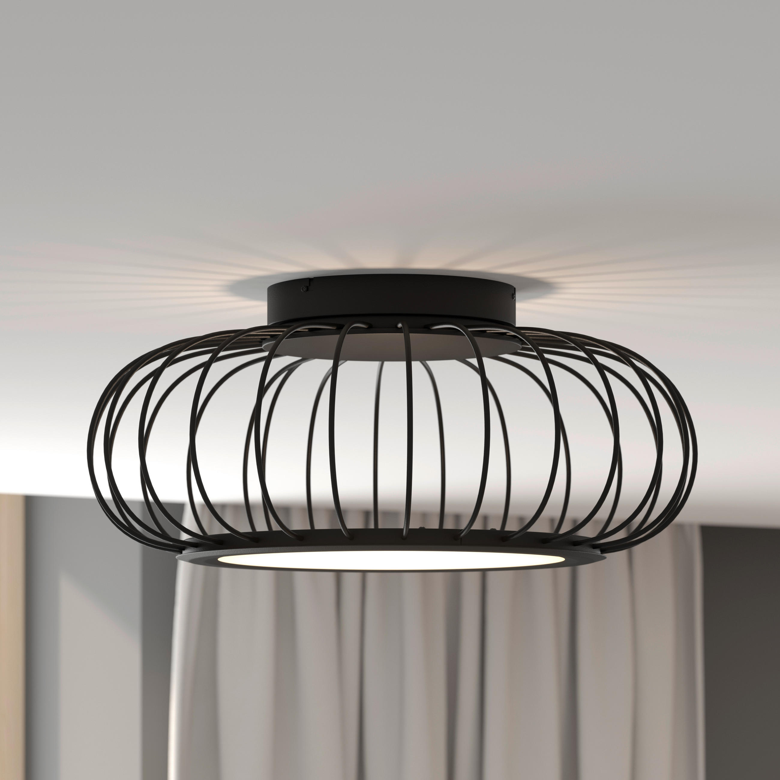 LED-DECKENLEUCHTE 28 W  55/23 cm    - Weiss/Schwarz, Design, Kunststoff/Metall (55/23cm) - Dieter Knoll