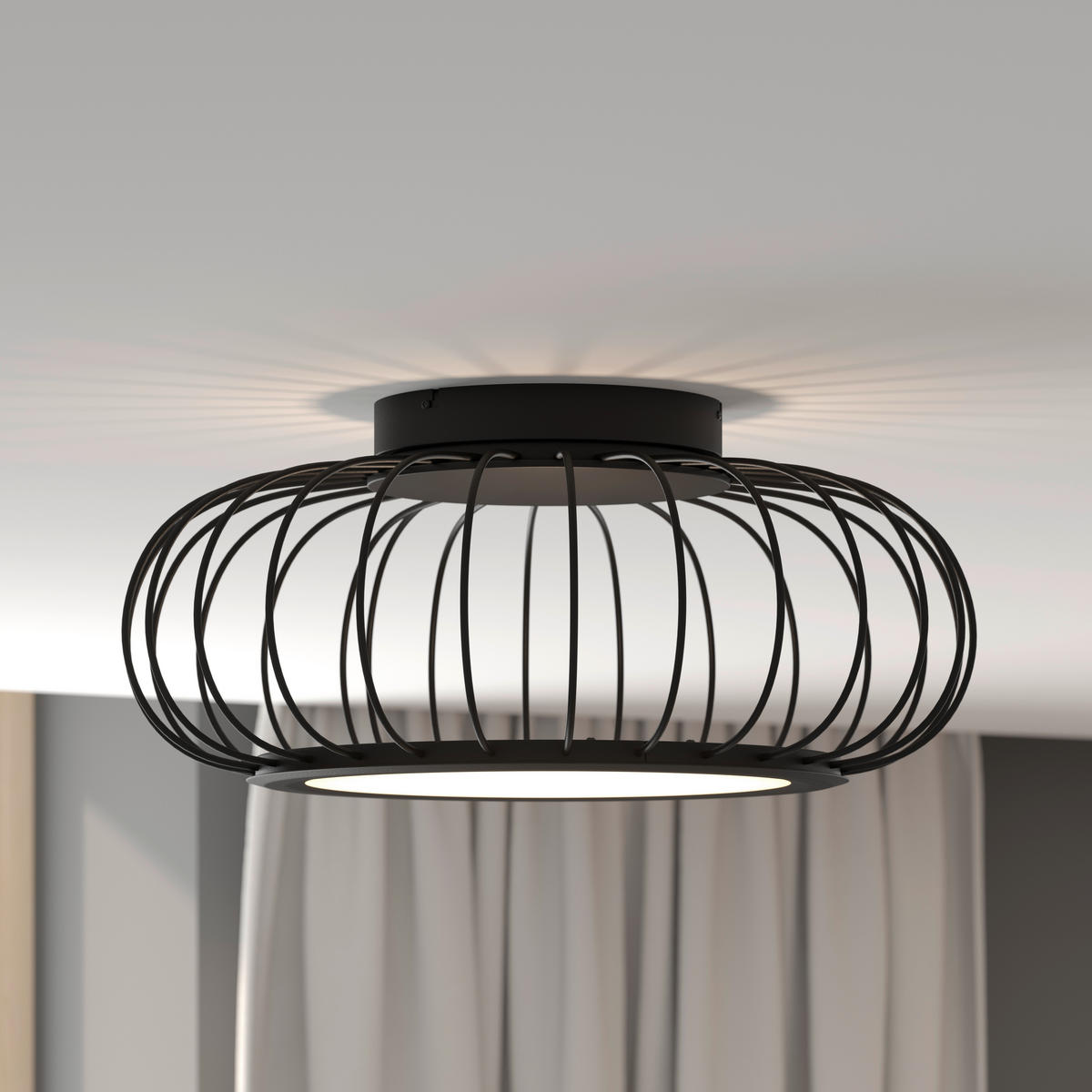 LED-DECKENLEUCHTE 55/23 cm   - Schwarz/Weiß, Design, Kunststoff/Metall (55/23cm) - Dieter Knoll