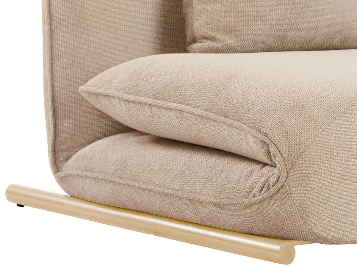 SOFA VELIN Samt Creme, Nussbaumfarben  - Nussbaumfarben/Creme, Design, Textil/Metall (140/97/80cm) - MID.YOU