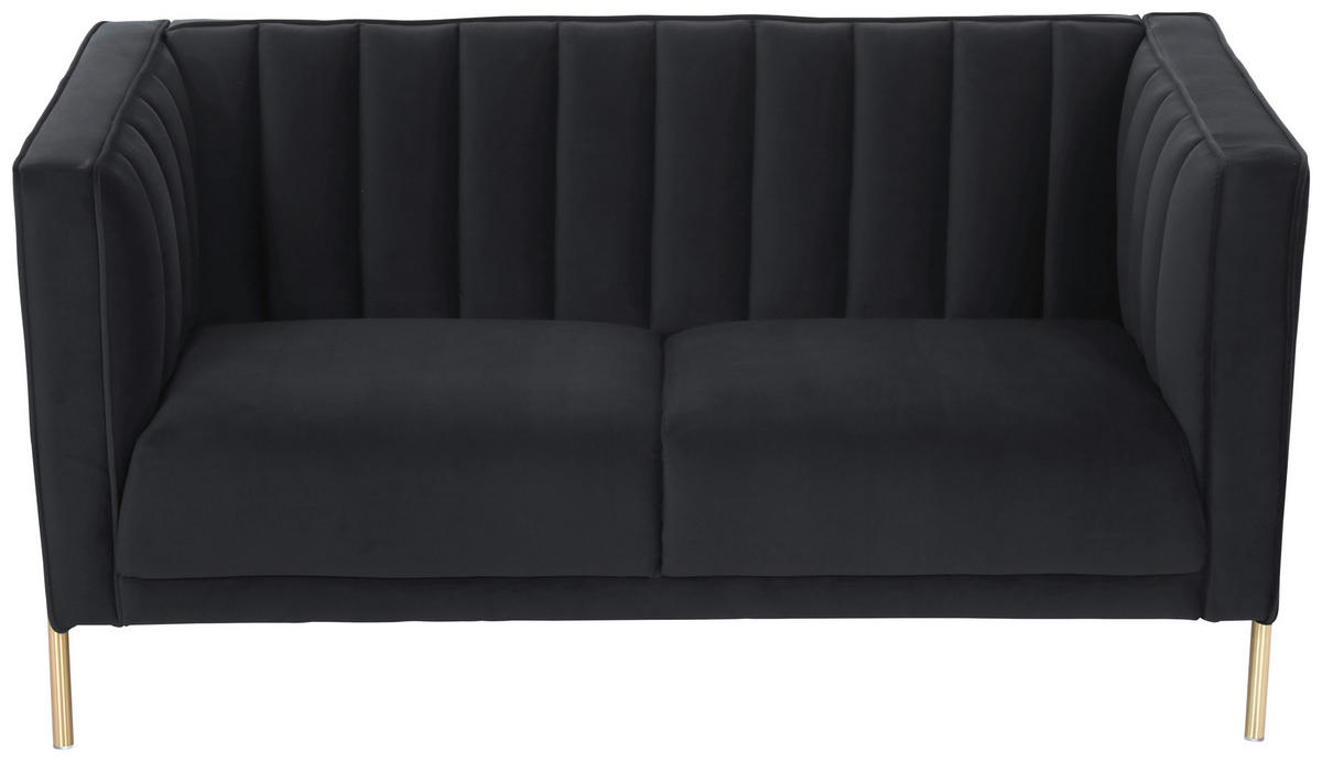 2-SITZER-SOFA Samt Schwarz  - Goldfarben/Schwarz, Design, Textil/Metall (144/75/85cm) - Livetastic