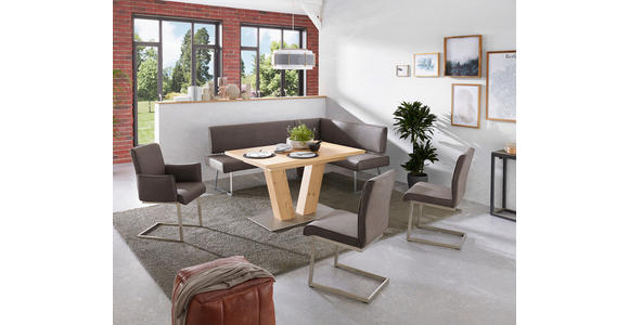 ECKBANK 137/219 cm  in Braun, Edelstahlfarben  - Edelstahlfarben/Braun, Design, Textil/Metall (137/219cm) - Dieter Knoll