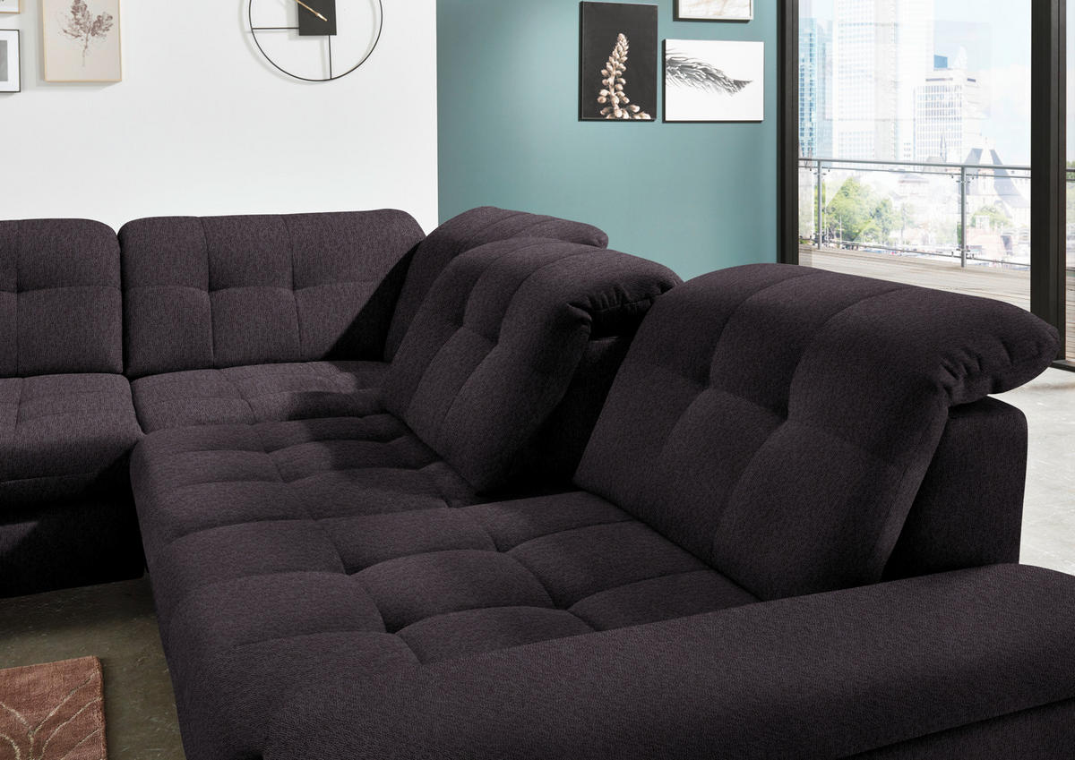 ECKSOFA in Chenille Schwarz  - Chromfarben/Schwarz, Design, Textil/Metall (260/310cm) - Beldomo Speed