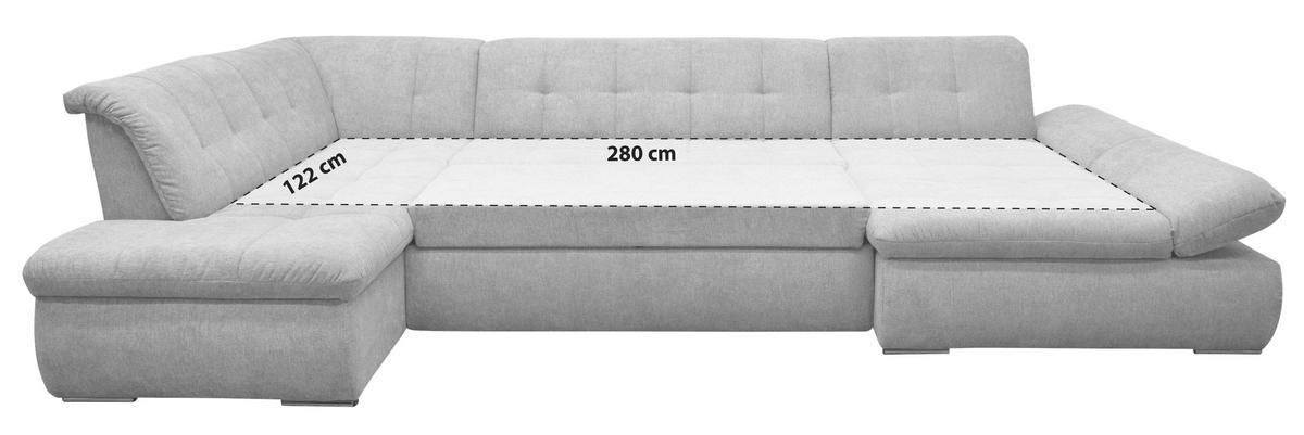 WOHNLANDSCHAFT Dunkelgrau Mikrofaser  - Chromfarben/Dunkelgrau, KONVENTIONELL, Textil/Metall (216/353/172cm) - MID.YOU